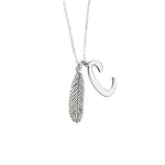 925 Sterling Silver Initial With Leaf Necklace