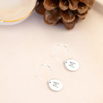 925 Sterling Silver Round Circle Initial Letter Earrings
