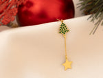 925 Sterling Silver Christmas Tree Dangle And Drope Earrings