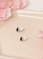 925 Sterling Silver Black Drop Studs