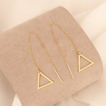 925 Sterling Silver Threader Triangle Chain Earrings