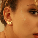 925 Sterling Silver Hi̇lal Şekli̇nde Ear Jacket Star Earrings