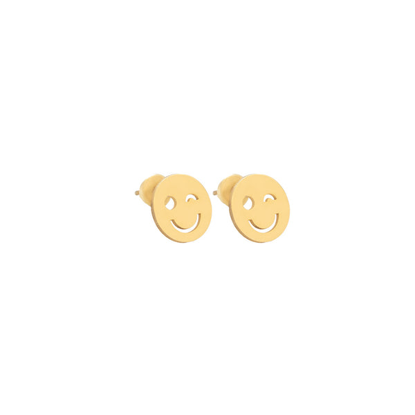 925 Sterling Silver Wink Emoji Studs 436