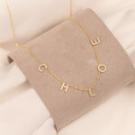 925 Sterling Silver Personalised Initial Diamond Name Necklace (Halley)