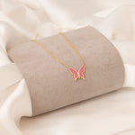 925 Sterling Silver Enamel Butterfly Necklace