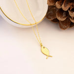925 Sterling Silver Düz Balık Necklace