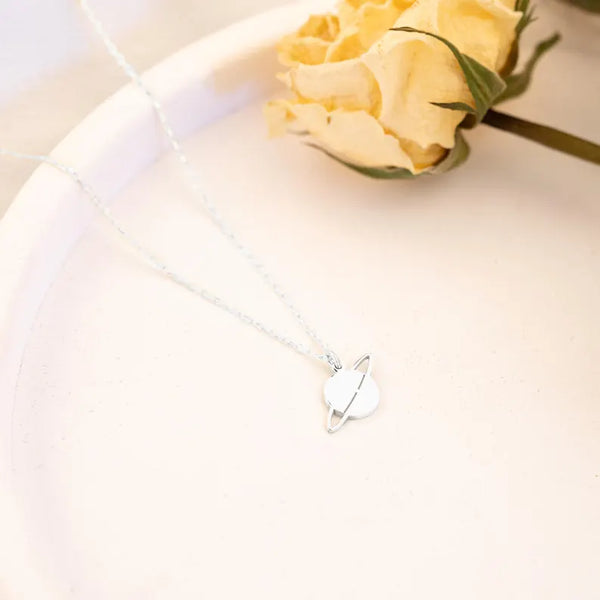 925 Sterling Silver Saturn Necklace