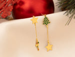 925 Sterling Silver Christmas Tree Dangle And Drope Earrings