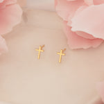 925 Sterling Silver Catholic Cross Stud Earring