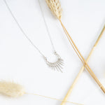 925 Sterling Silver Moon And Sun Necklace - Half Sun Necklace