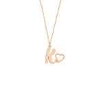 925 Sterling Silver Initial Necklace With Heart