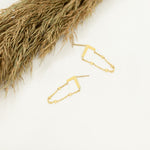 925 Sterling Silver Figaro Chain Triangle Stud Earring,