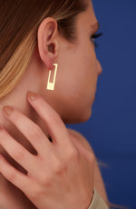 925 Sterling Silver Modern Rectangle Bar Earrings