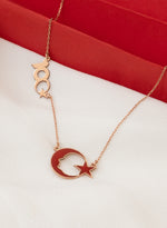 925 Sterling Silver 100. Yıl Necklace Atatürk Silüetli Crescent & Star