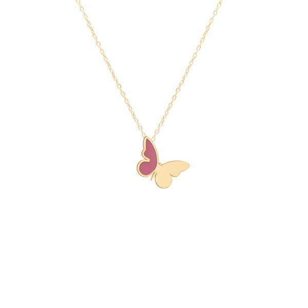 925 Sterling Silver Butterfly Enamel Necklace