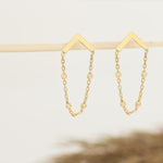925 Sterling Silver Figaro Chain Triangle Stud Earring,