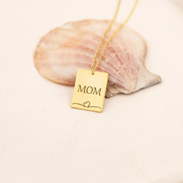 925 Sterling Silver Personalized Custom Name Heart Rectangle Bar Necklace