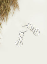 925 Sterling Silver Korean Love Heart Studs