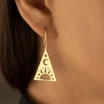 925 Sterling Silver Triangle Celestial Earrings