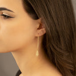 925 Sterling Silver Threader Heart With Wing Chain Earrings