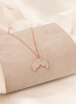 925 Sterling Silver Whale Tail Necklace Mother Of Pearl Embroidered