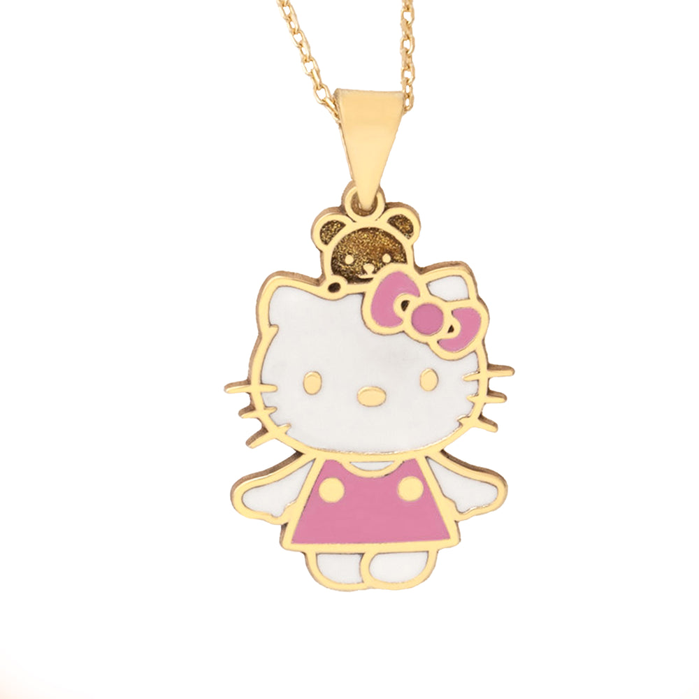 925 Sterling Silver Pembe Hello Kitty