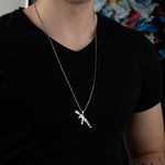925 Sterling Silver Half Oxidized Chain Kalashnikov Necklace