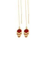 925 Sterling Silver Enamel Skull Earrings