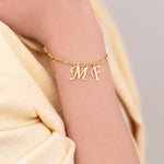 925 Sterling Silver Two Initial Laser Bracelet