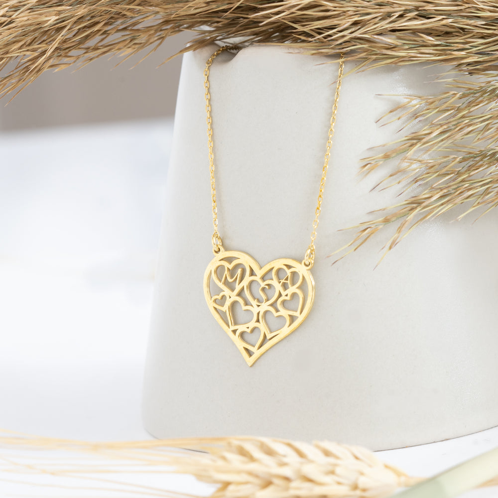 925 Sterling Silver Heart Necklace With Initials