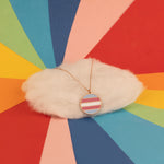 925 Sterling Silver Circle Transgender Flag Necklace