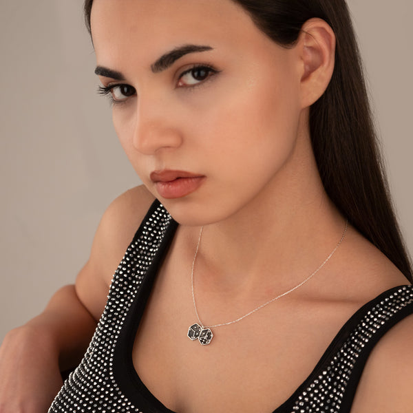 925 Sterling Silver Double Dice Necklace