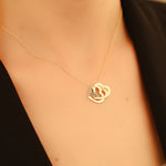925 Sterling Silver Personalized Heart Name Rings Necklace