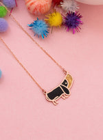 925 Sterling Silver Enamel Dachshund Dog Necklace