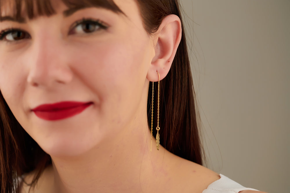 925 Sterling Silver Threader Leaf Earring