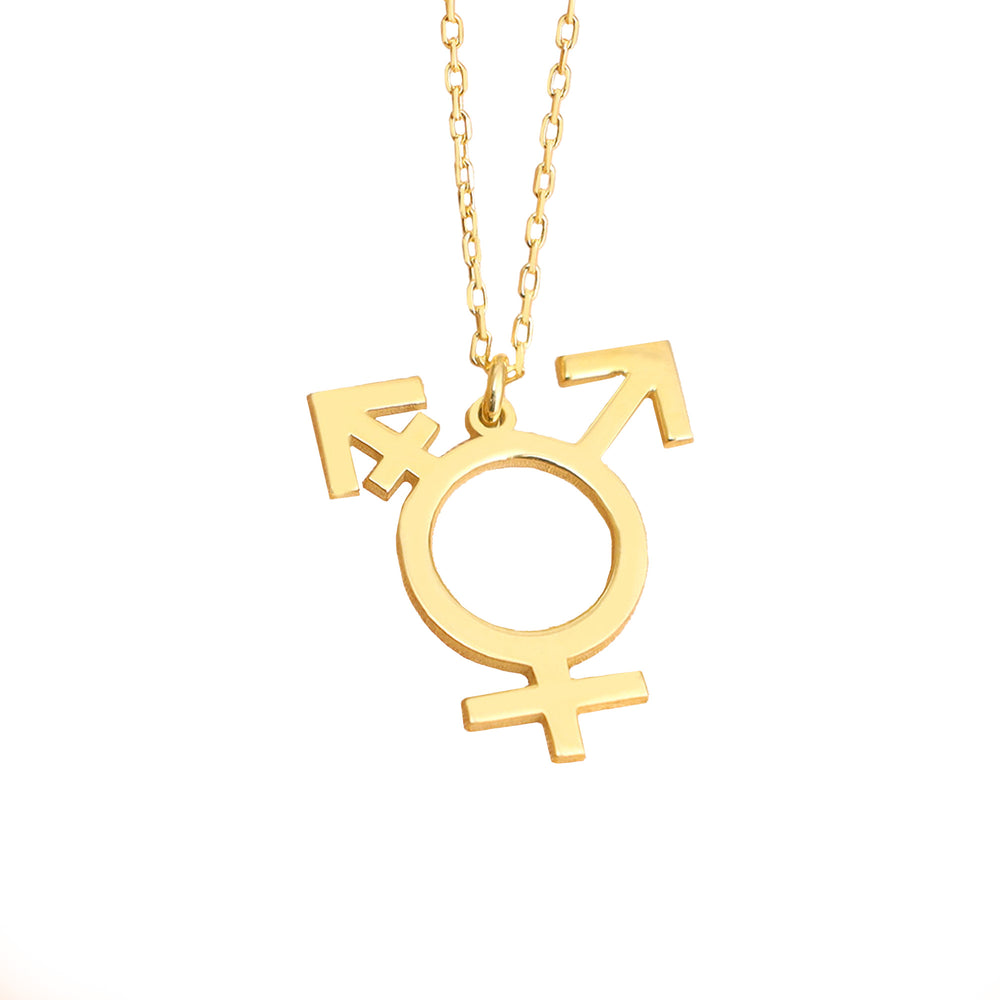 925 Sterling Silver Transgender Symbol Necklace