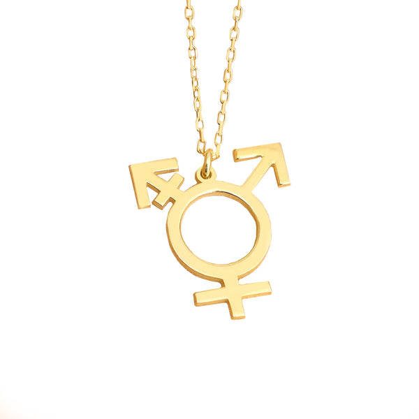 925 Sterling Silver Transgender Symbol Necklace