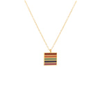 925 Sterling Silver Square Pride Flag Necklace