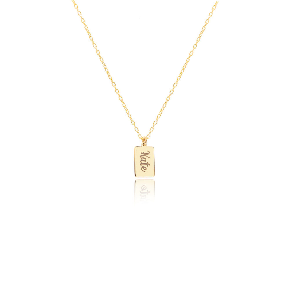 925 Sterling Silver Tiny Bar Name Necklace