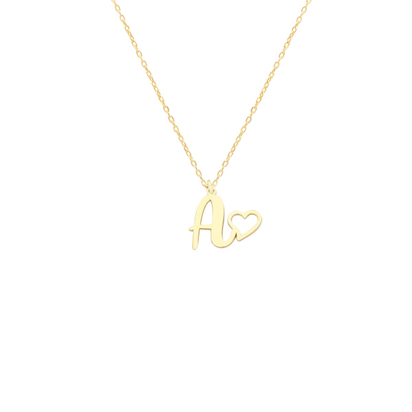 925 Sterling Silver Initial Necklace With Heart