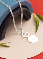 925 Sterling Silver Circle And Bar Y Necklace