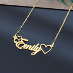 925 Sterling Silver Heart Name Necklace ,