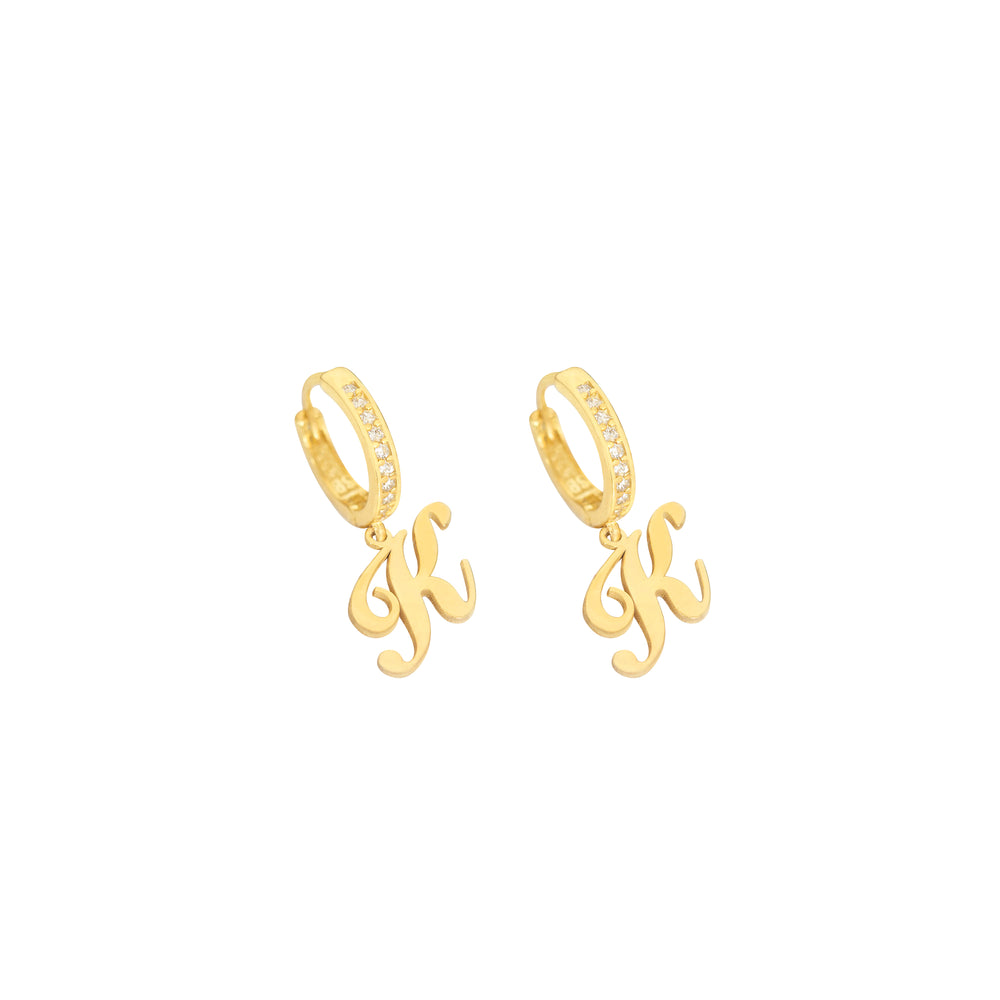 925 Sterling Silver Dangle Initial Earring 95
