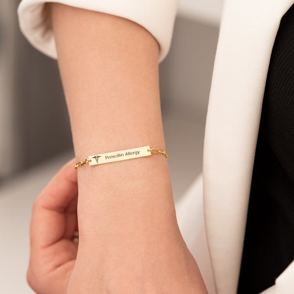 925 Sterling Silver Personalized Medical Alert Bracelet