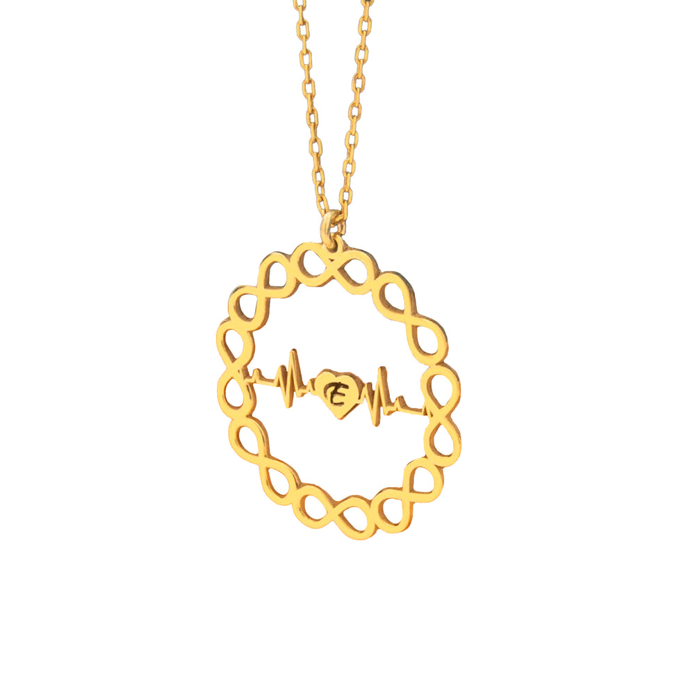 925 Sterling Silver Personalized Infinity Pulse Necklace