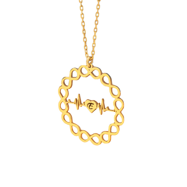925 Sterling Silver Personalized Infinity Pulse Necklace