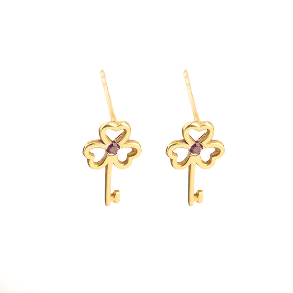 925 Sterling Silver Birth Stone Key Earrings