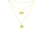 925 Sterling Silver Three Layer Couple Initials Necklace