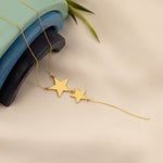 925 Sterling Silver Double Star Necklace
