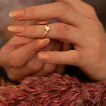 925 Sterling Silver Dışarı Çıkık Star Ring